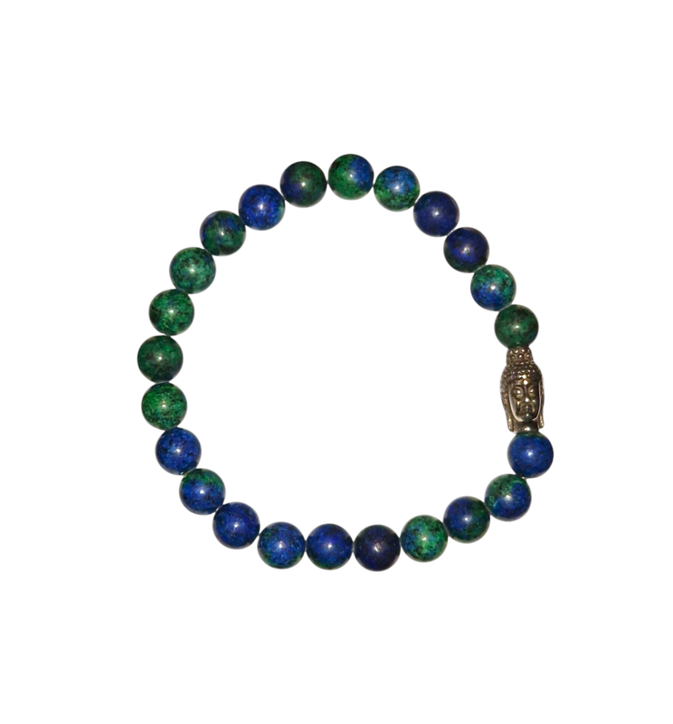 Armband Azuriet Malachiet met boeddhakraal (heren)