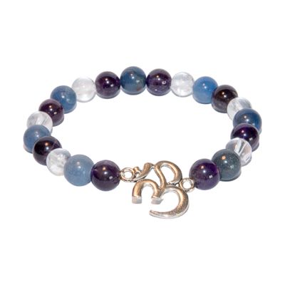Armband met amethist, aventurijn, bergkristal & ohm Armband met amethist, aventurijn, bergkristal & ohm