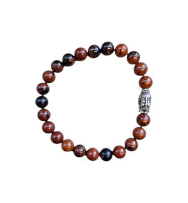 Armband Mahonie Obsidiaan met boeddhakraal (heren) Armband Mahonie Obsidiaan met boeddhakraal (heren)