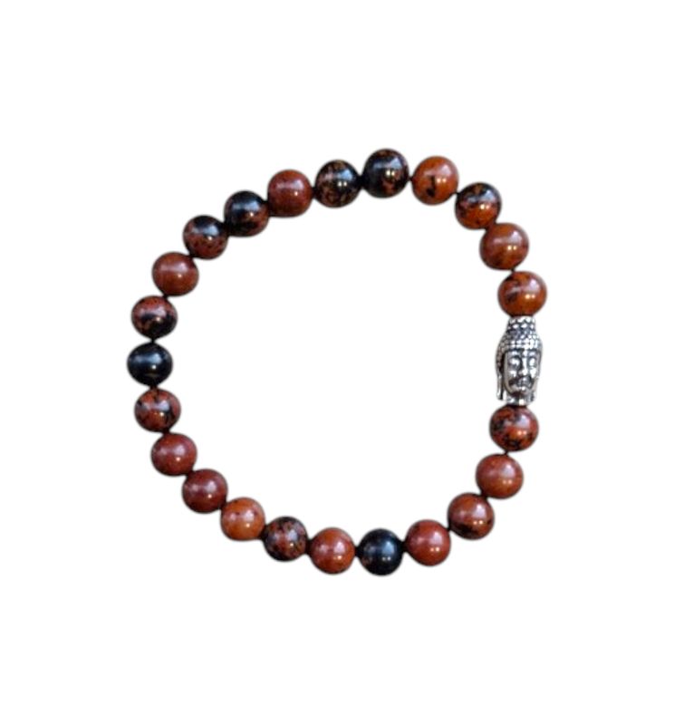 Armband Mahonie Obsidiaan met boeddhakraal (heren)