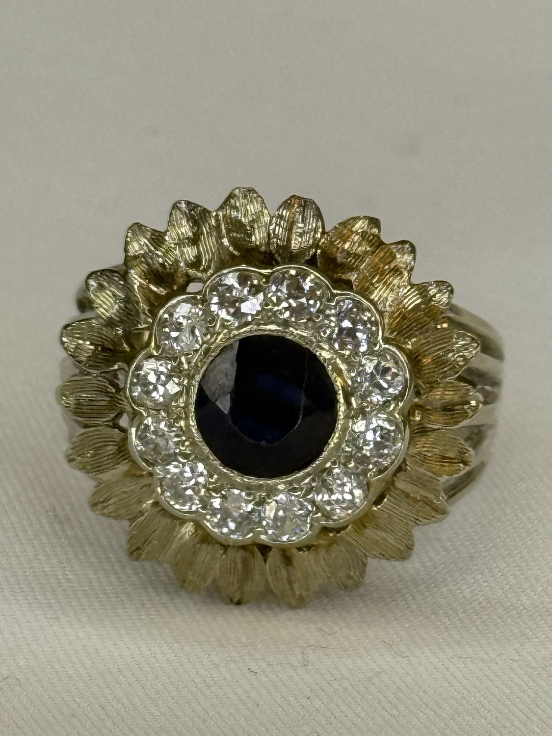 Antique Sapphire (old cut) .66ctw dia Ring
