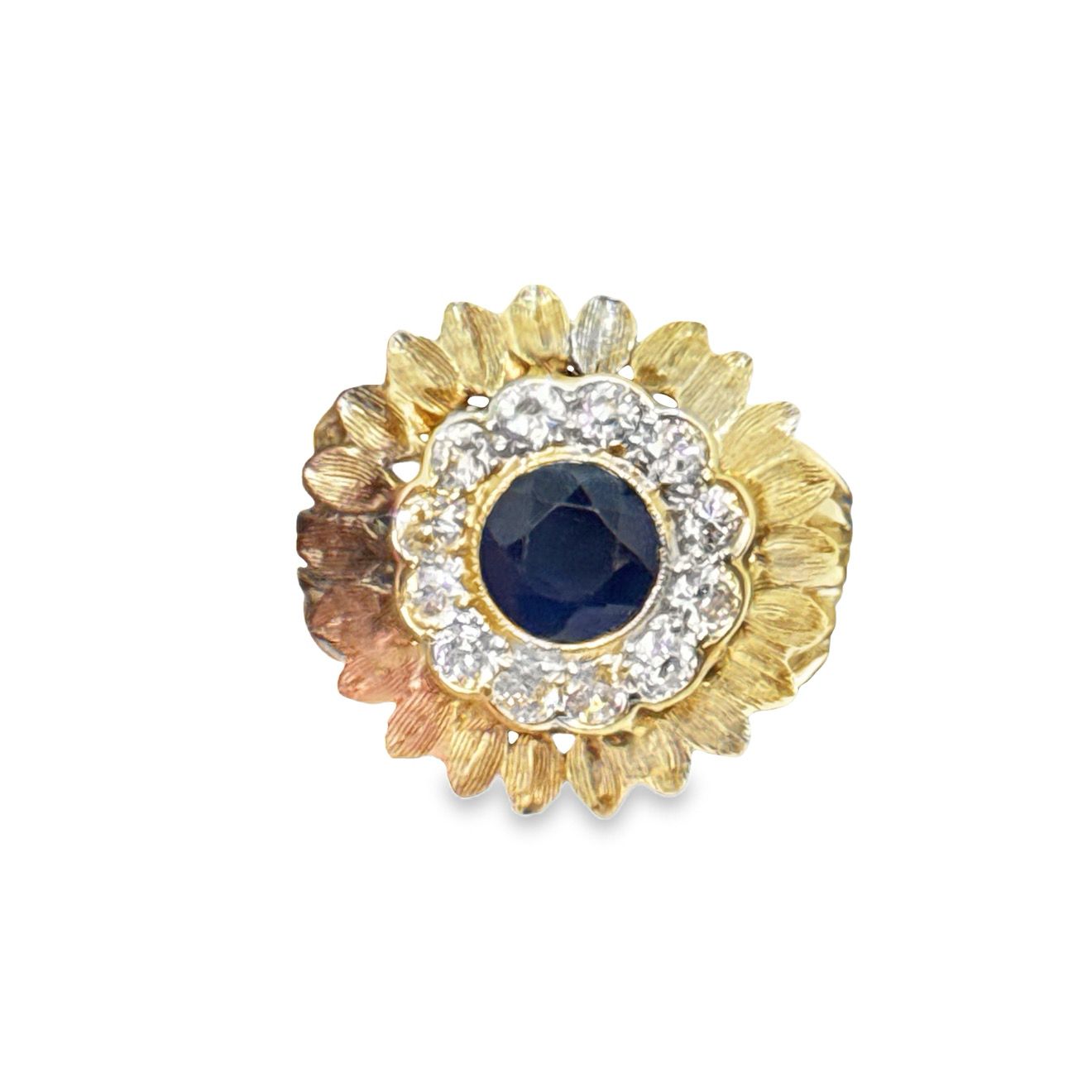 Antique Sapphire (old cut) .66ctw dia Ring