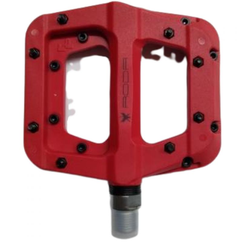 PEDALES PLATAFORMA RODA MTB FLAT PLASTICO ROJO