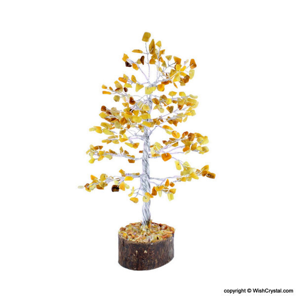 7 Chakras Stone Chips Gem Tree- 300 beads- 8 Inch Yellow Aventurine