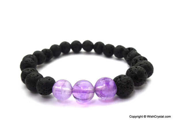 Amethyst & Lava Beads Bracelet