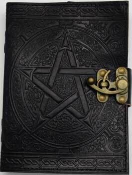 Black Leather Pentagram Blank Book of Shadows