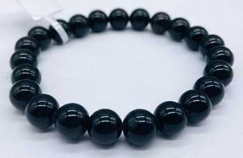 Black Obsidian Bead Bracelet, 8mm
