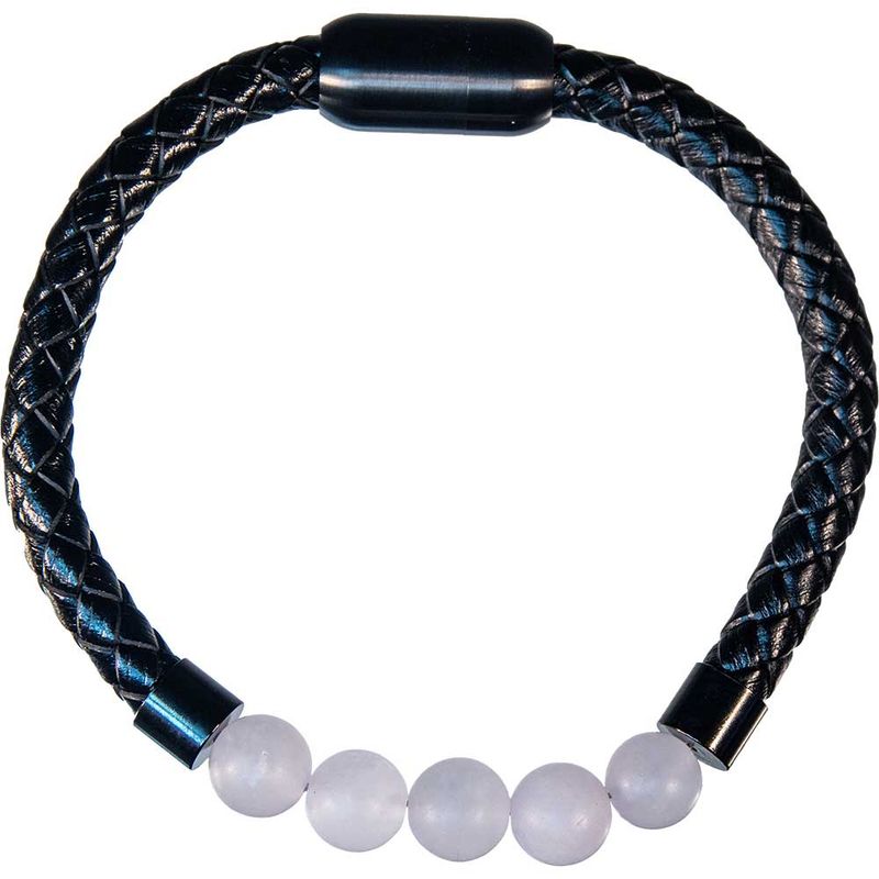 Vegan Leather Braided Bracelet w/ Magnetic Clasp - Rose Quartz