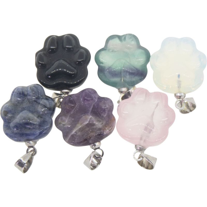 Gemstone Pendant - Dog Paw Asstd