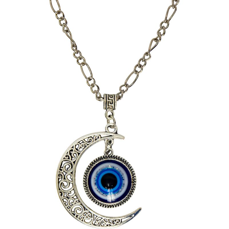 Evil Eye Protection Necklace - Crescent Moon