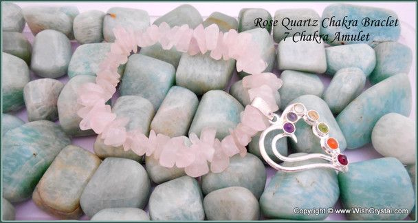 Rose Quartz Chakra Bracelet Charm Amulet Heart