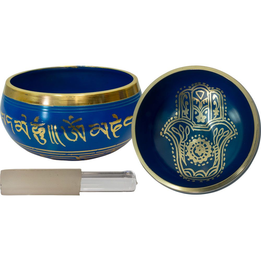 Colored Singing Bowl Small - Fatima Hand - Blue