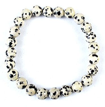 Dalmatian Jasper Bead Bracelet, 8 mm