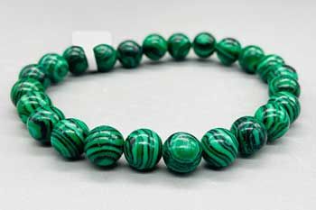 Malachite (synthetic) Bead Bracelet, 8 mm