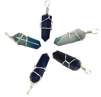 Blue Onyx Wire Wrapped Pendant