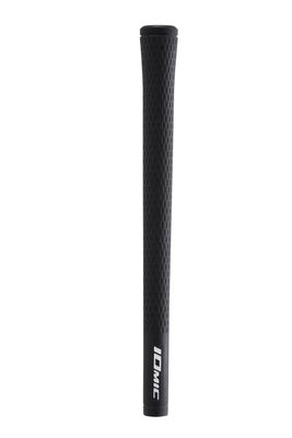 Iomic Sticky 2.3 golf grip in Black showing the proprietary texture and end cap design