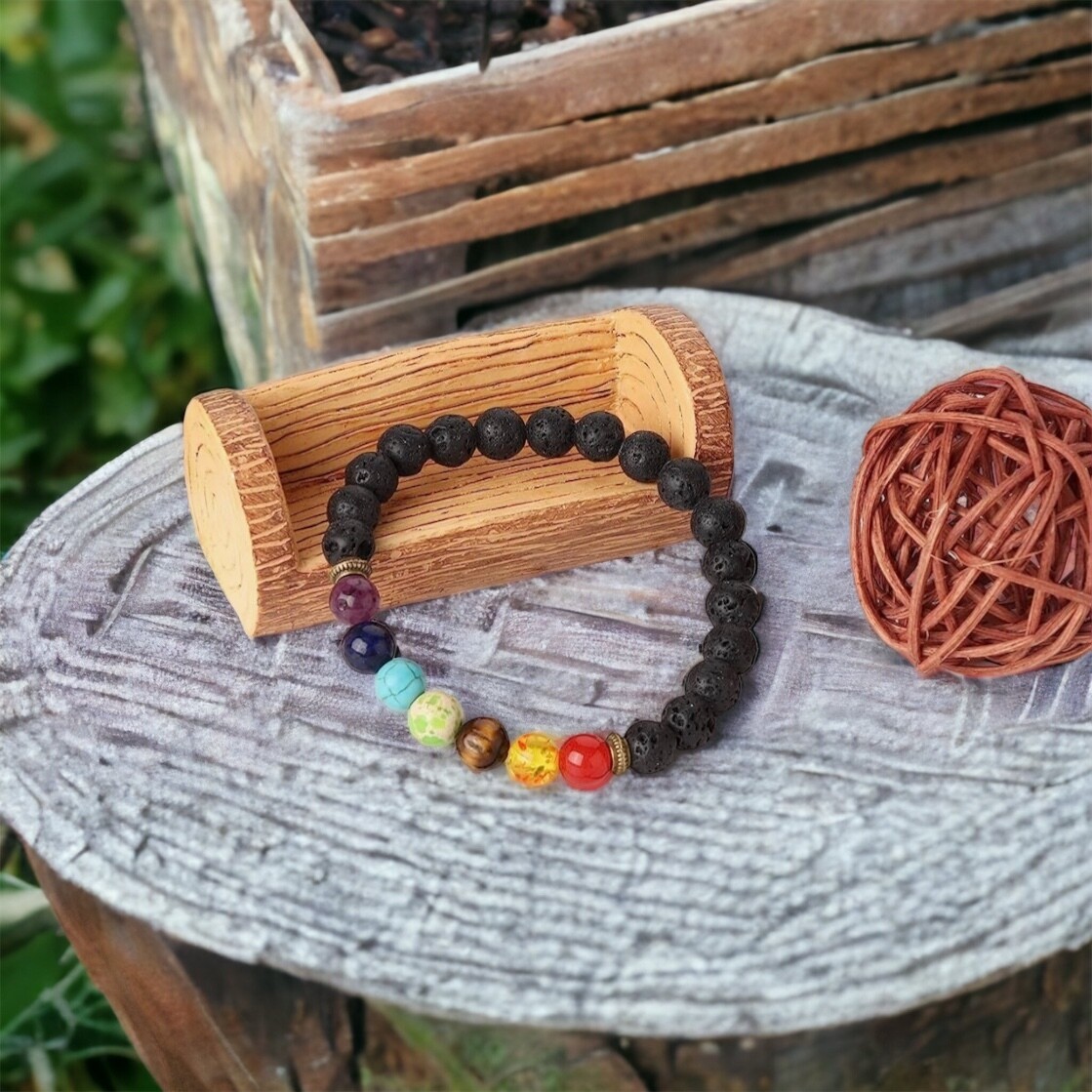 Natural 7 Chakra Lava Beads Stone Bracelet
