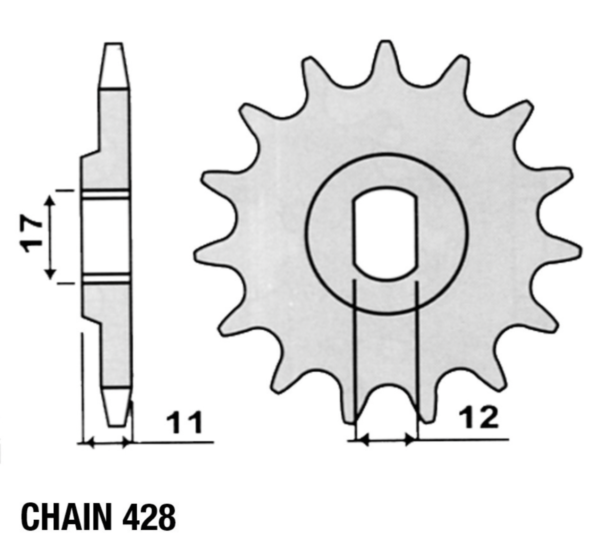 Sprocket, Countershaft, Fantic (428 Chain)