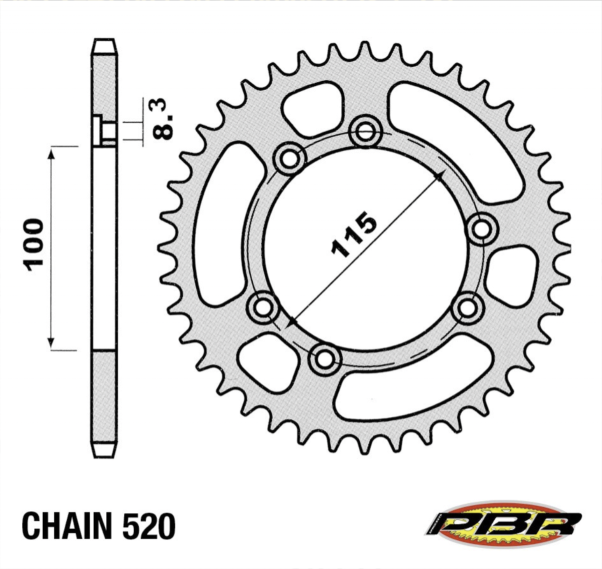 Sprocket, Rear, 520, PBR (Gas Gas)