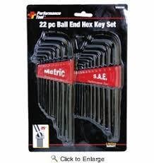Wrench Set, Allen, SAE/Metric, Ball End, Performance