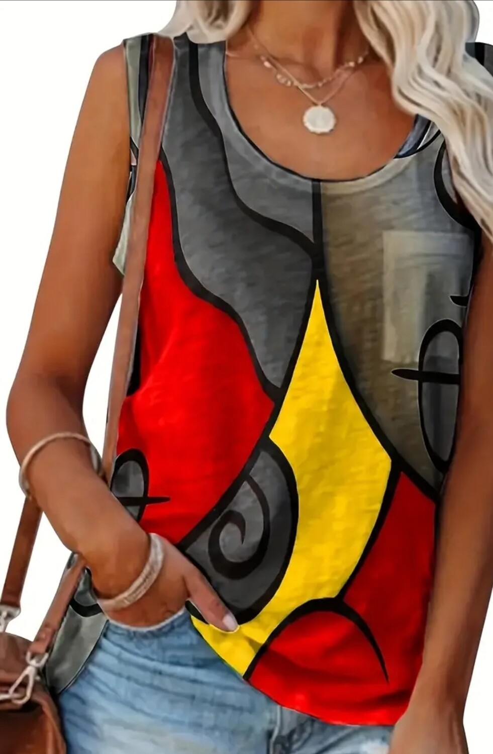 Print Rundhals Tank Top, Gr 58