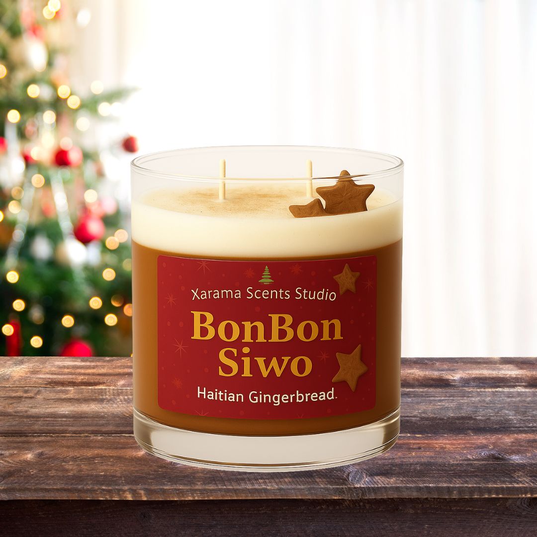 hand-poured haiti-inspired gingerbread holiday candle