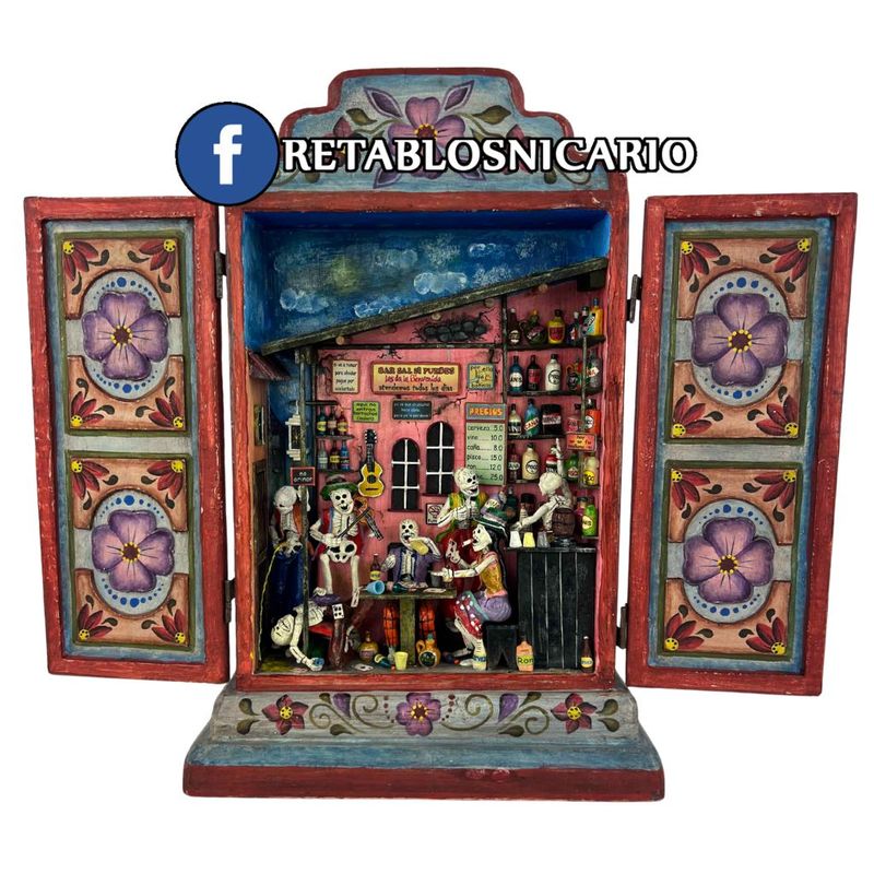 Skeleton Bar Retablo – Large Format