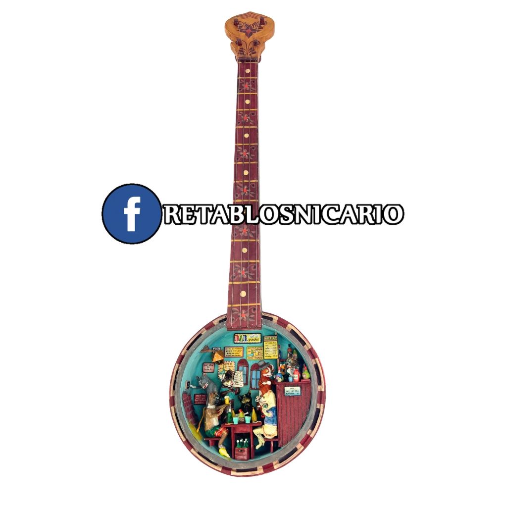 Dog Bar Banjo Retablo – Handmade Original