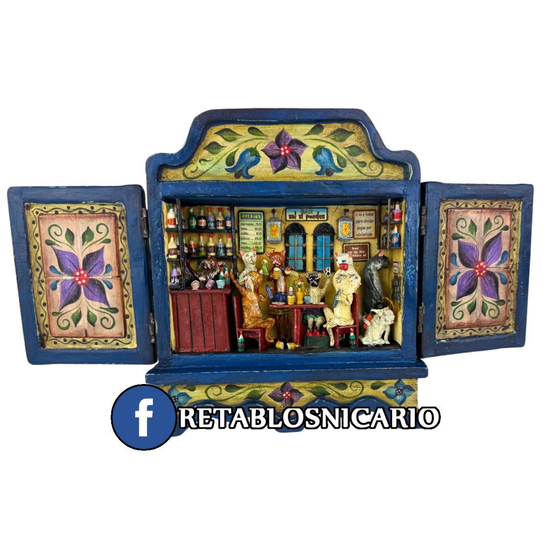 Cat Bar Retablo: A Toast to Friendship and Andean Storytelling