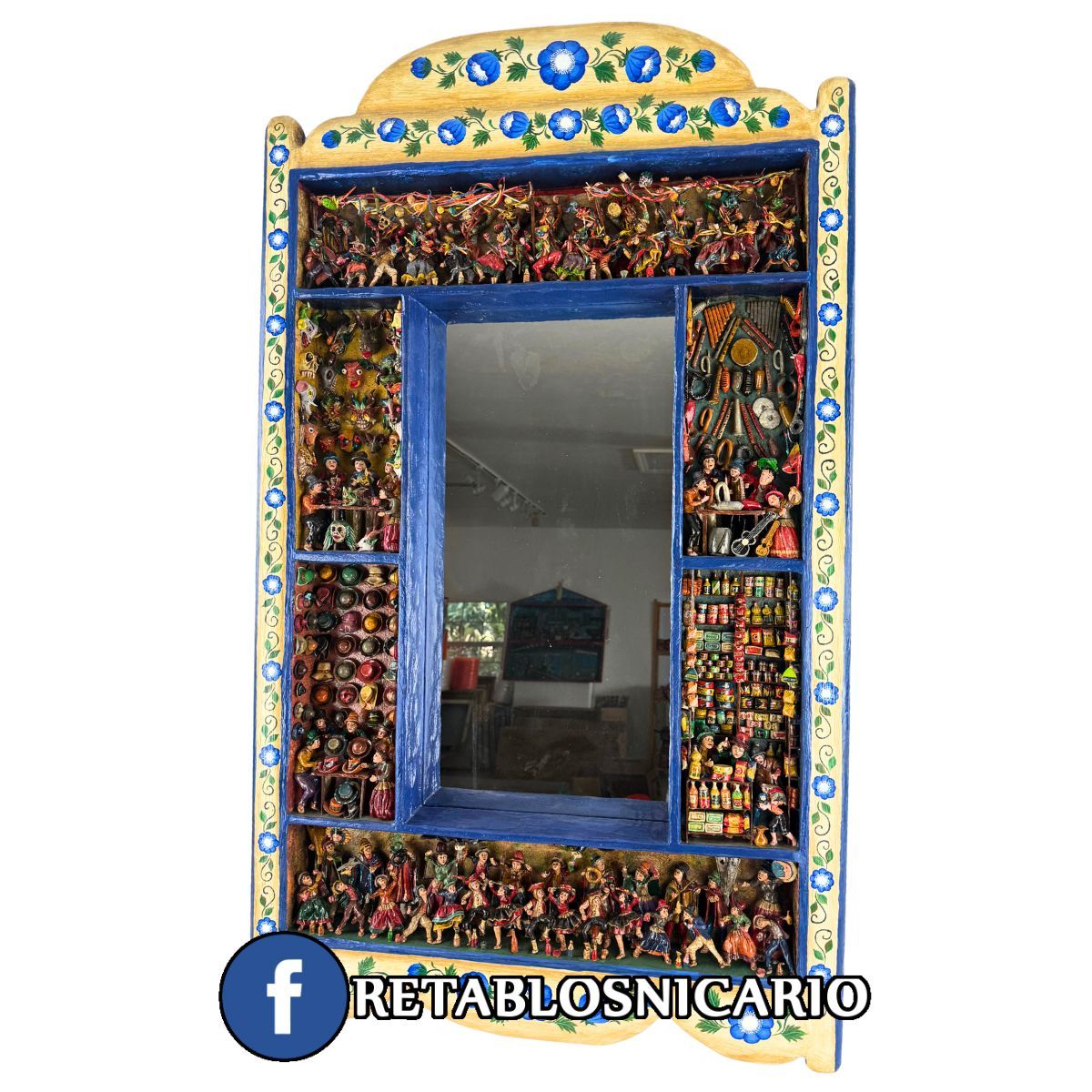 Andean Celebration Mirror — Retablo by Nicario Jimenez