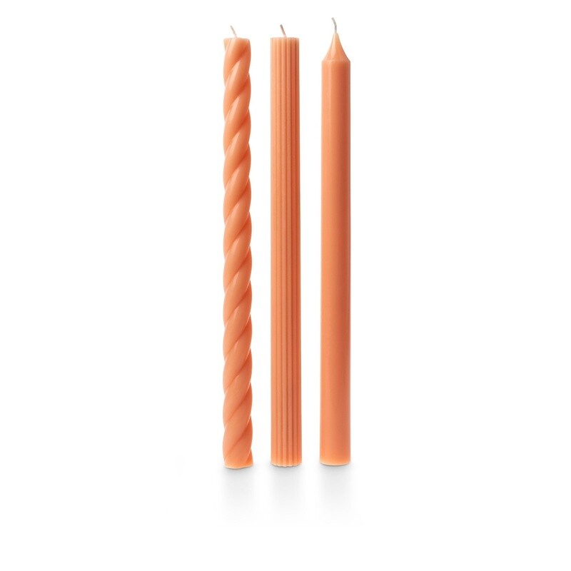 Peach Taper Candles: 3 Style Pack