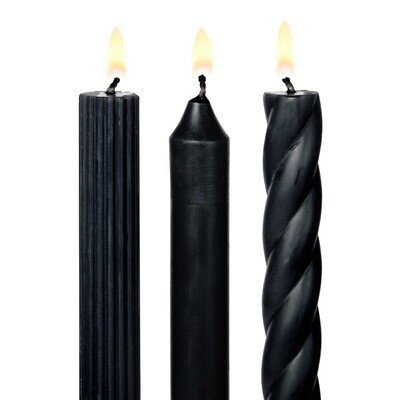 Black Taper Candles: 3 Style Pack
