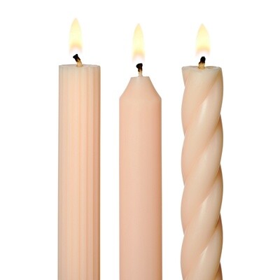 Blush Taper Candles: 3 Style Pack