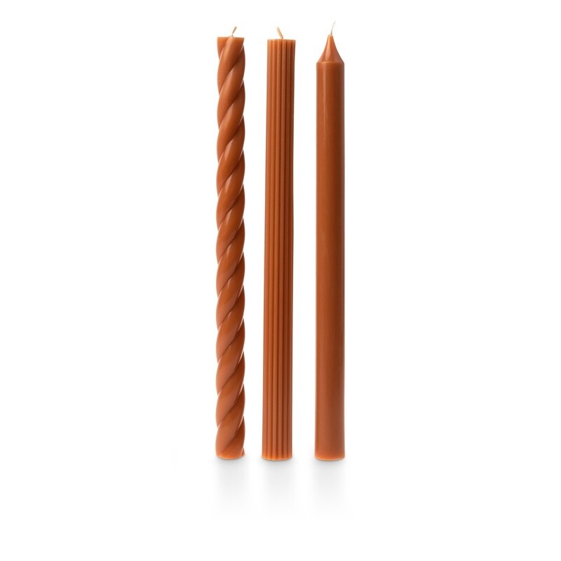 Orange Taper Candles: 3 Style Pack