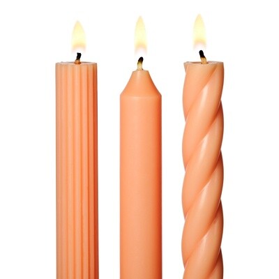 Peach Taper Candles: 3 Style Pack