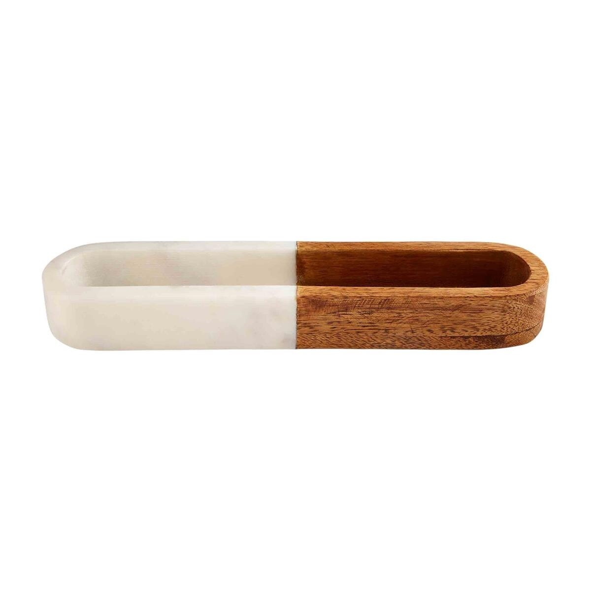 WOOD MARBLE CRACKER DISH SET