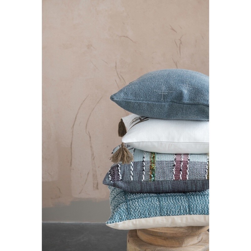 Blue Woven Cotton Pillow