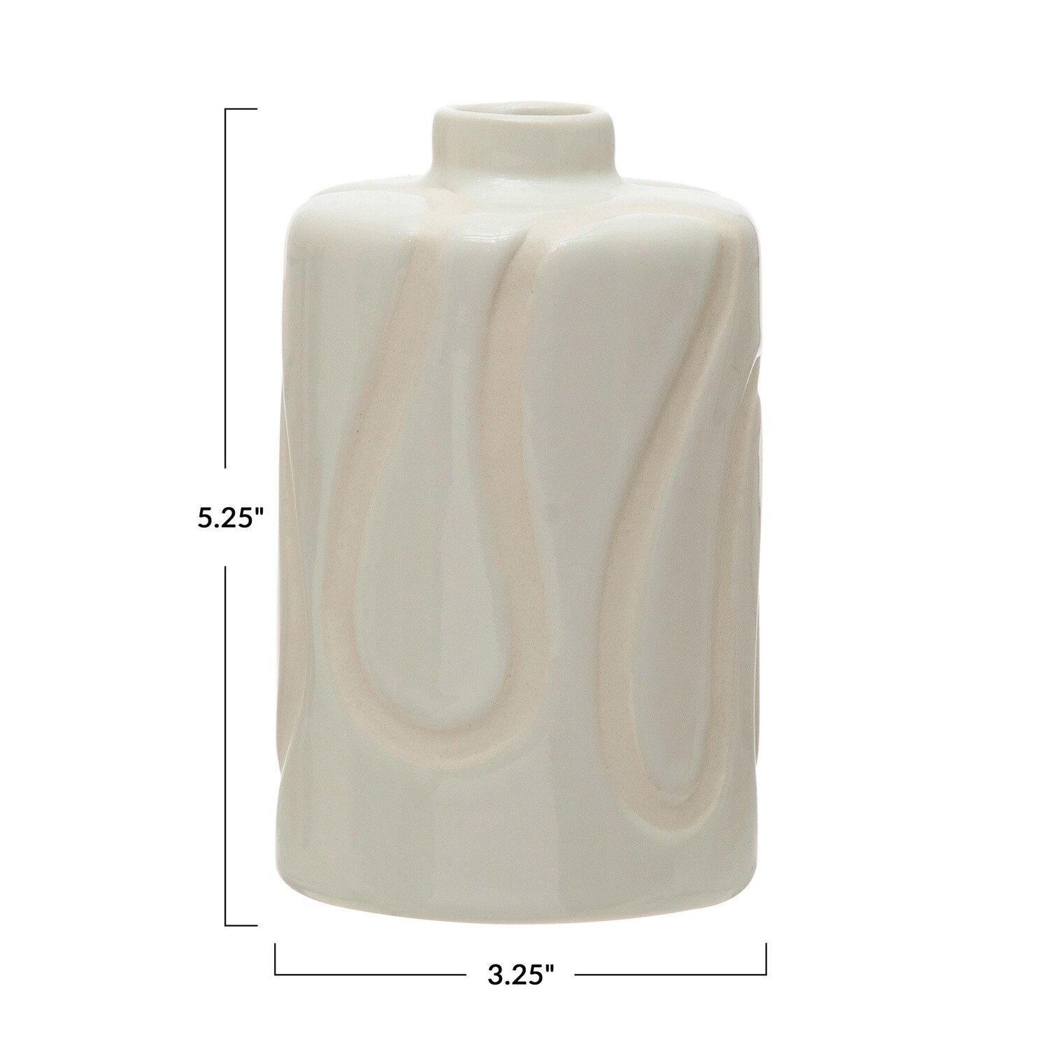 Stoneware Vase with Debossed Design
