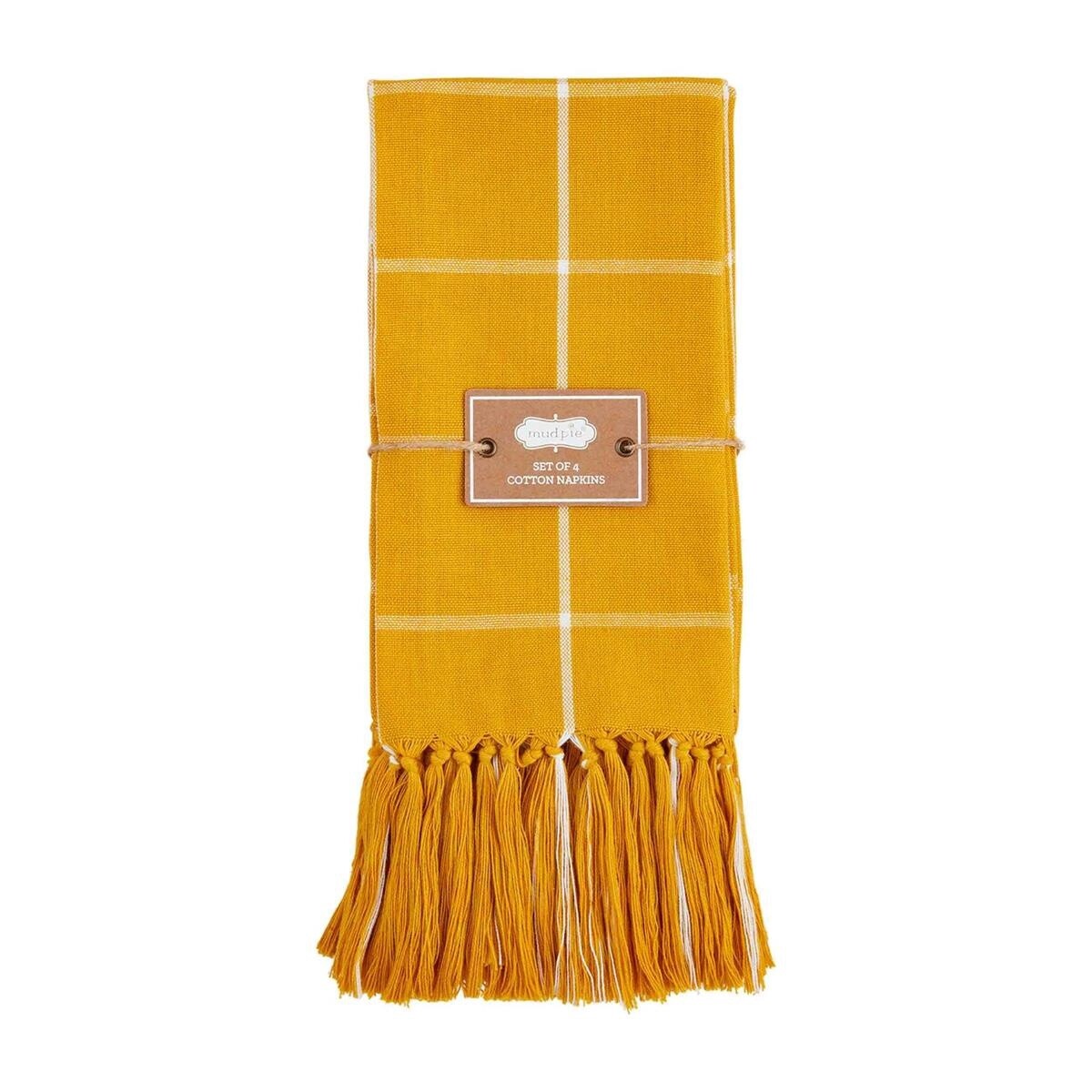 MUSTARD WINDOW PANE NAPKIN SET