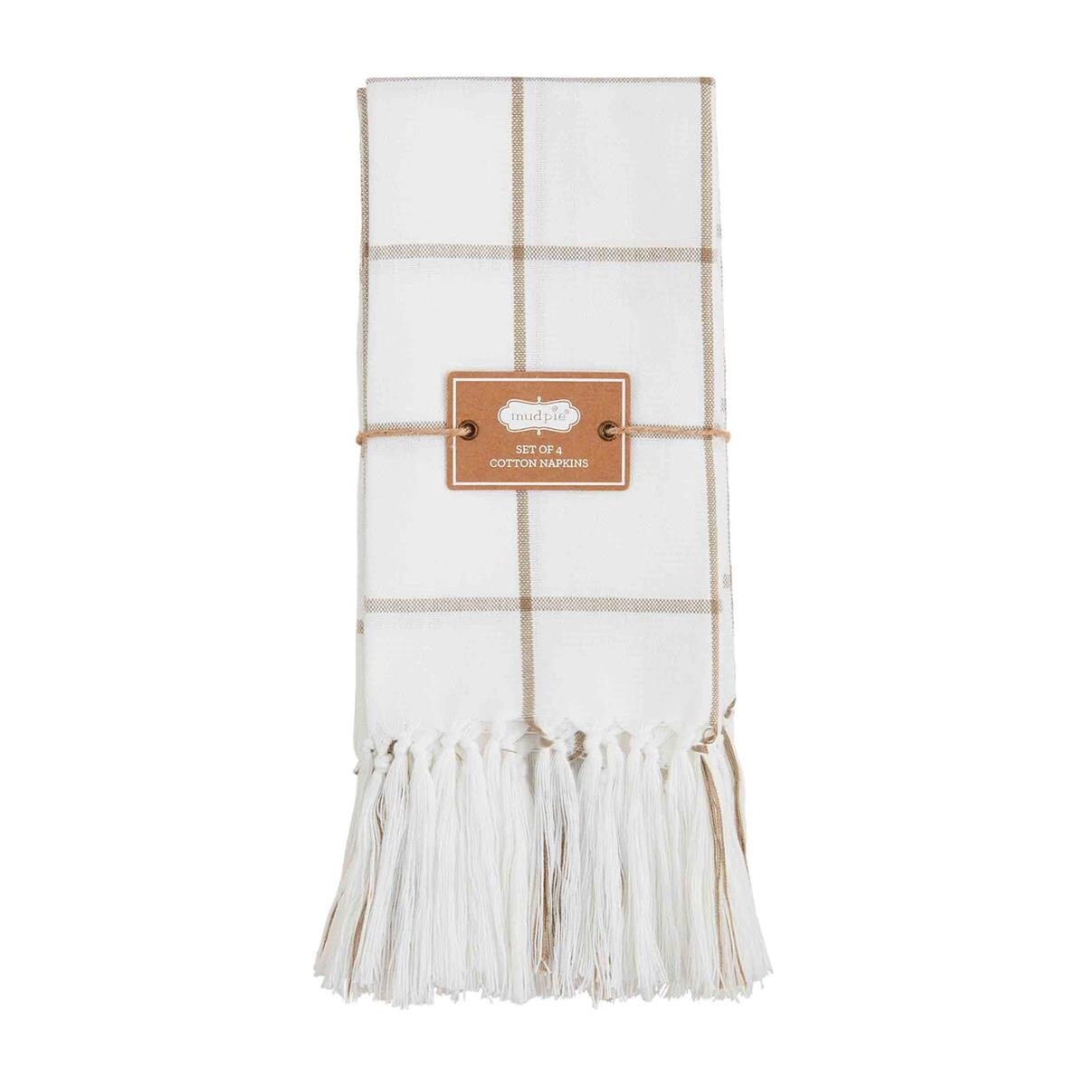 TAUPE WINDOW PANE NAPKIN SET