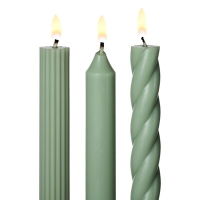 Sage Taper Candles: 3 Style Pack