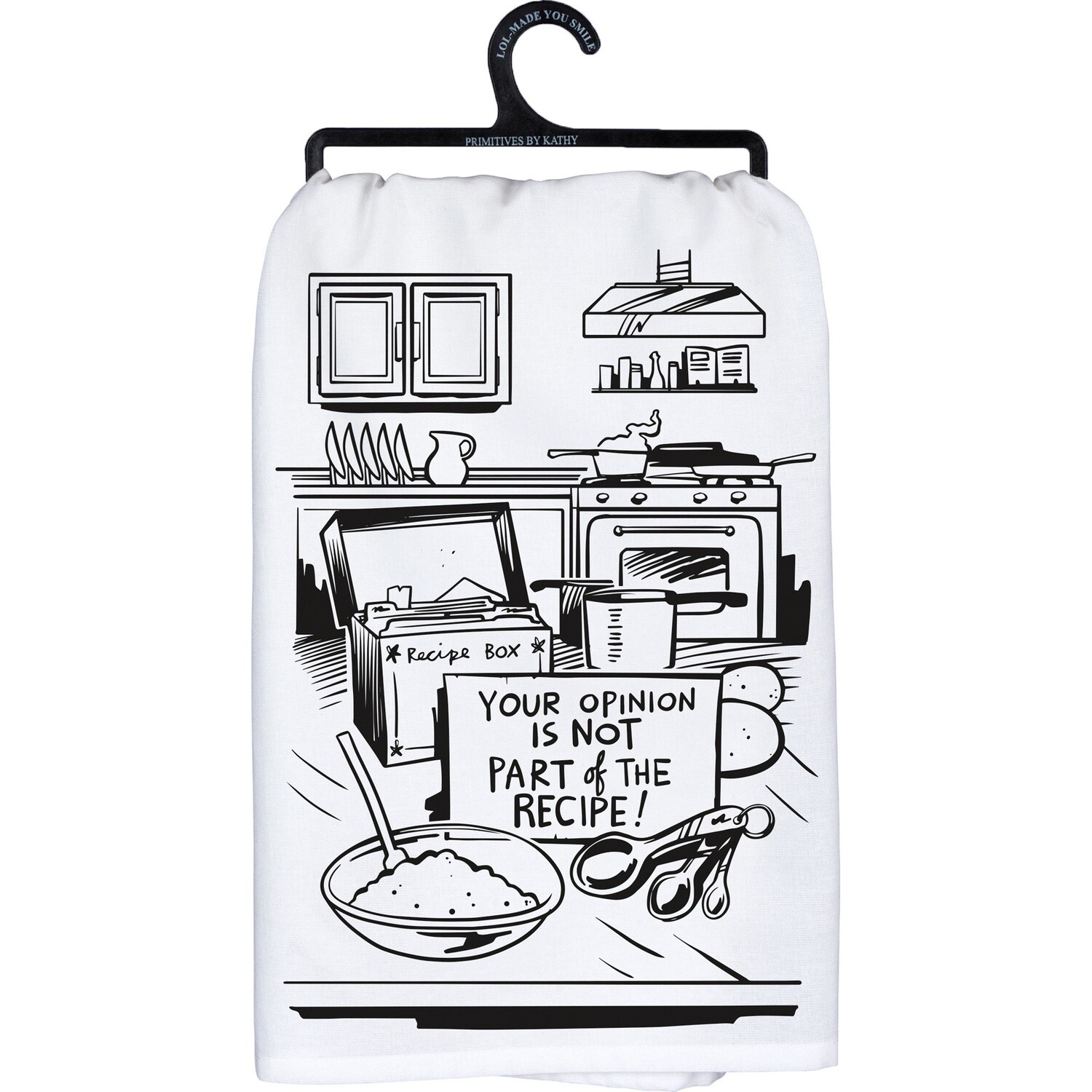 Kitchen Towel - Your Opinion - Black &amp; White