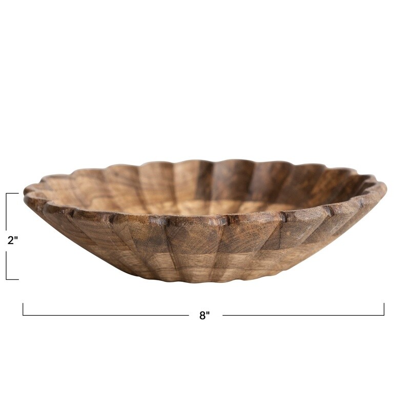 Mango Wood Scallop Bowl