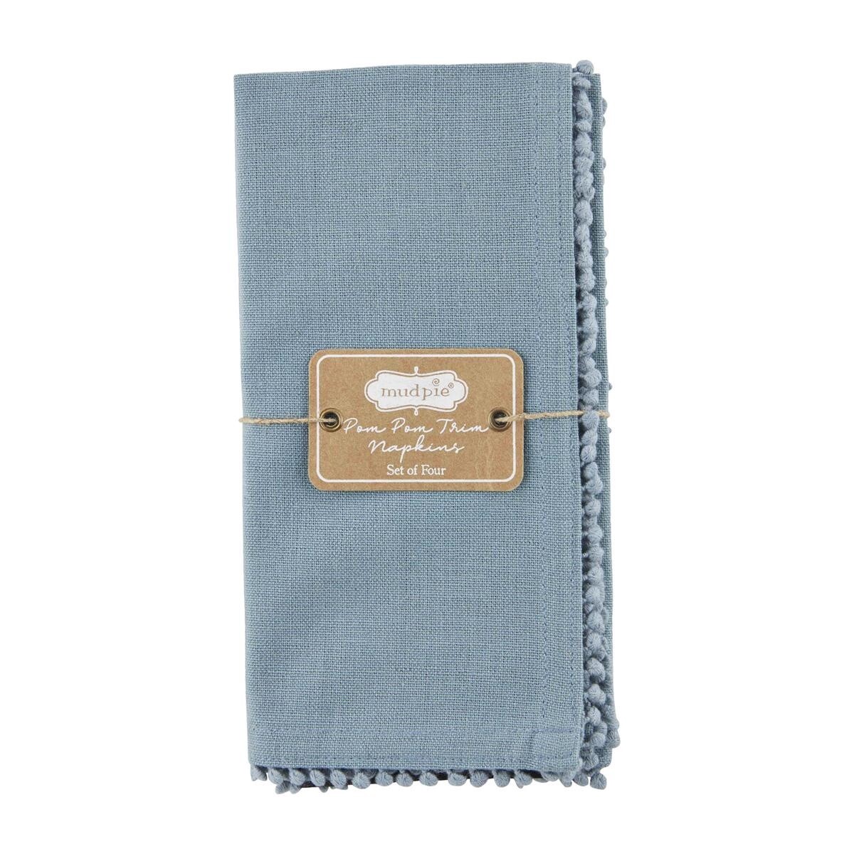 Blue Pom Napkin Set