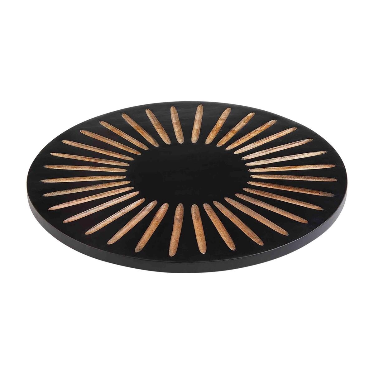 Carved Black Lazy Susan