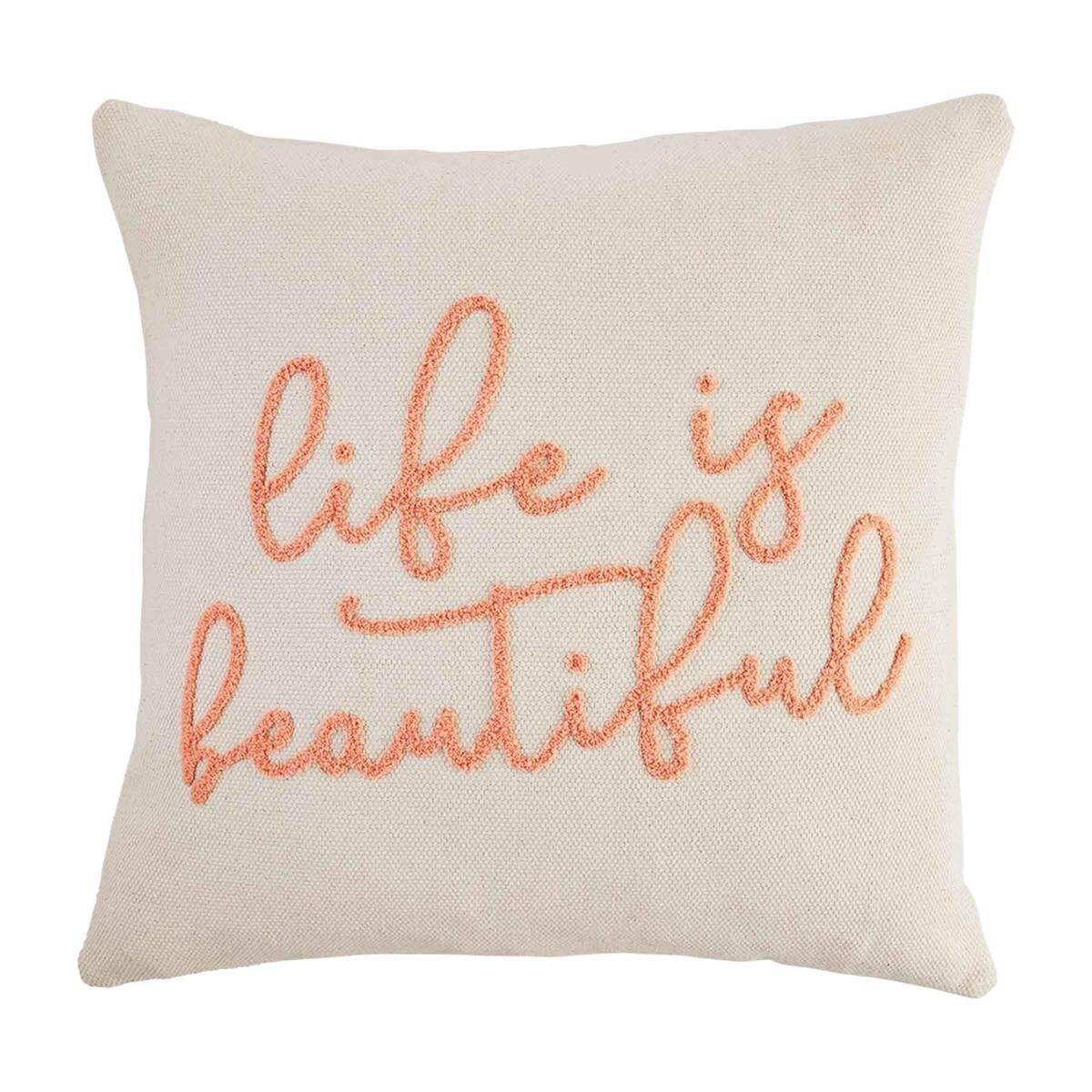 Pink Boucle Sentiment Pillow
