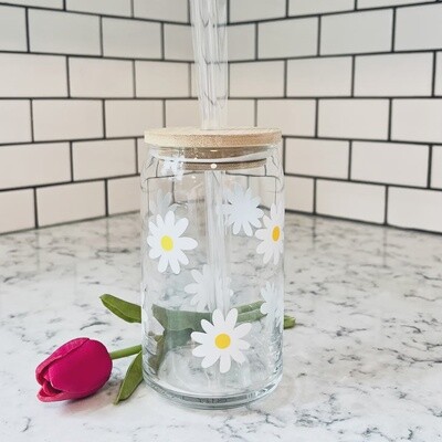Daisy Beer Can Style Glass - Spring