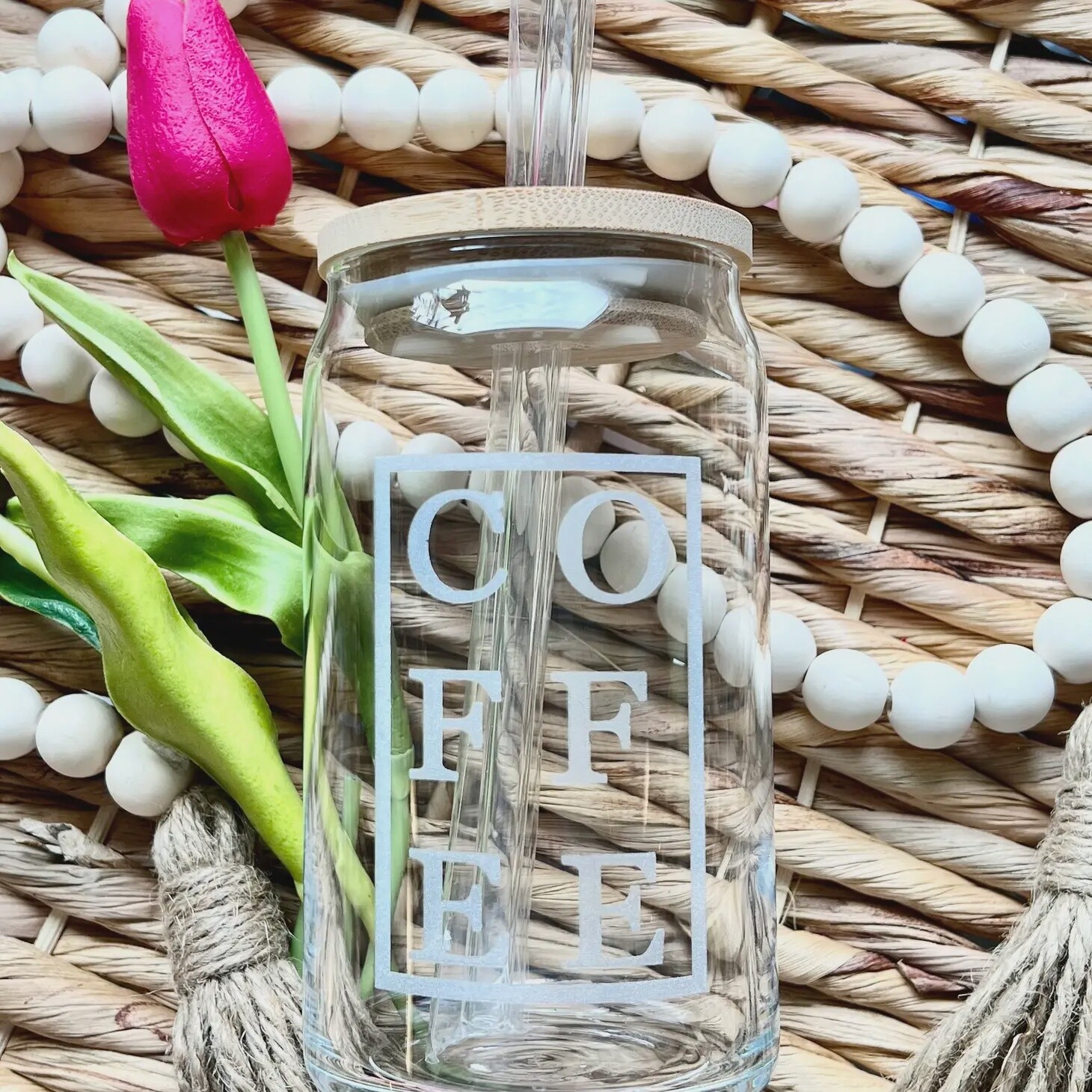 Engraved &quot;Coffee&quot; Beer Can Glass - Iced Coffee