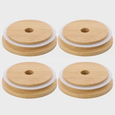 Beer Can Glass Lid - Mason Jar Lid - Bamboo