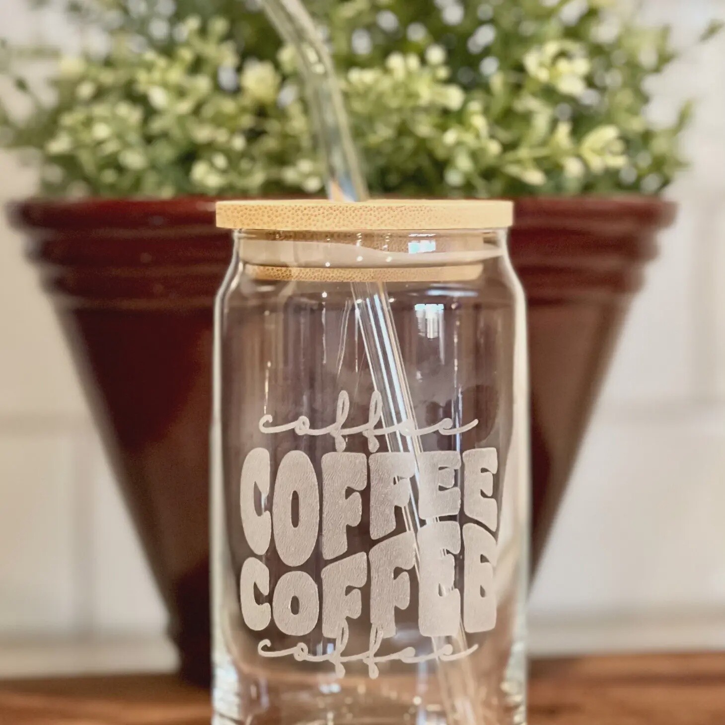 Engraved &quot;Coffee Coffee&quot; Beer Can Glass - Iced Coffee